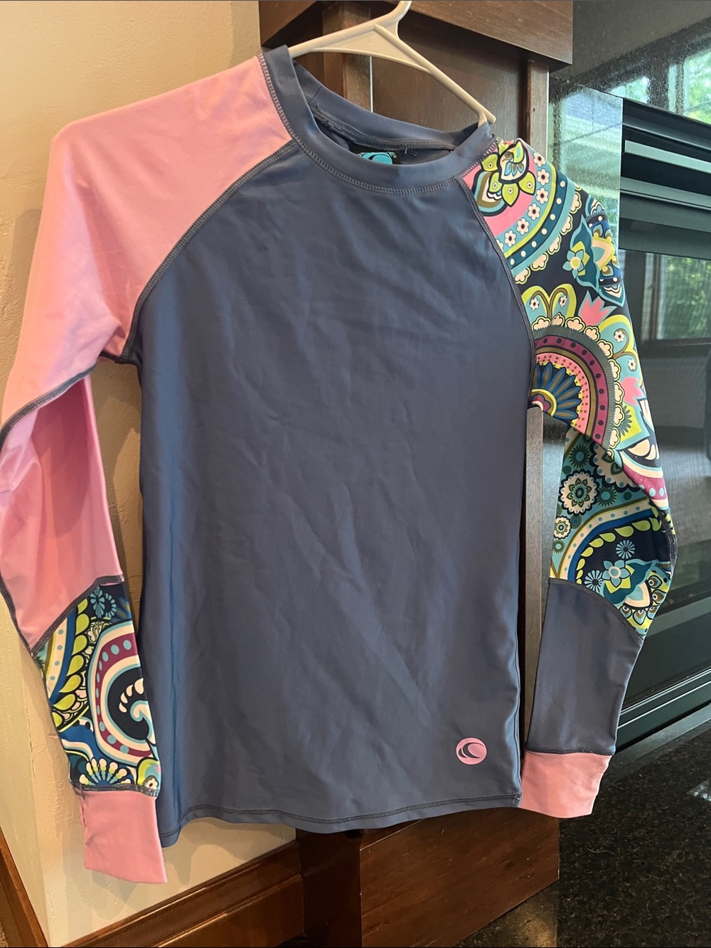 Women's Long Sleeve Swim Coverup Rash Guard - Blue & Pink